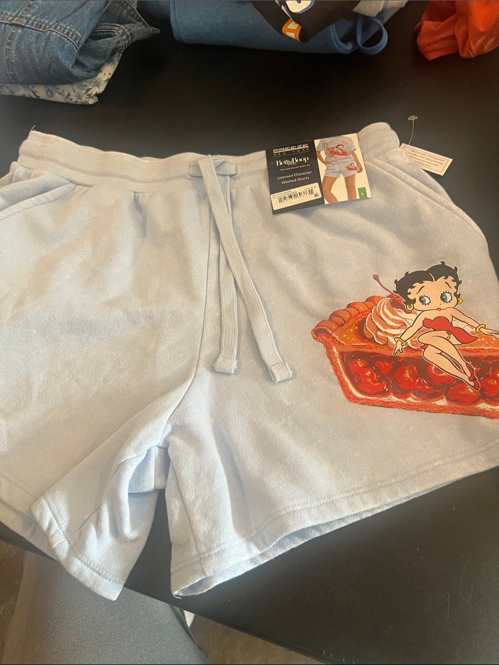 Betty Boop Light Blue Graphic Lounge Shorts